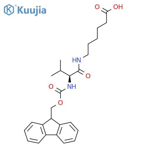 6-(2S)-2-({(9H-fluoren-9-yl)methoxycarbonyl}amino)-3-methylbutanamidohexanoic acid structure