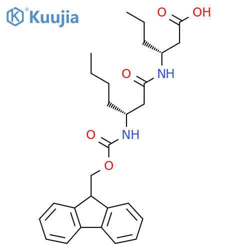 (3R)-3-(3R)-3-({(9H-fluoren-9-yl)methoxycarbonyl}amino)heptanamidohexanoic acid structure