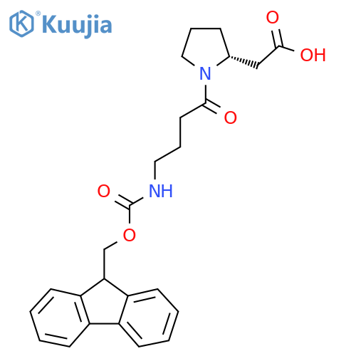 2-(2R)-1-4-({(9H-fluoren-9-yl)methoxycarbonyl}amino)butanoylpyrrolidin-2-ylacetic acid structure