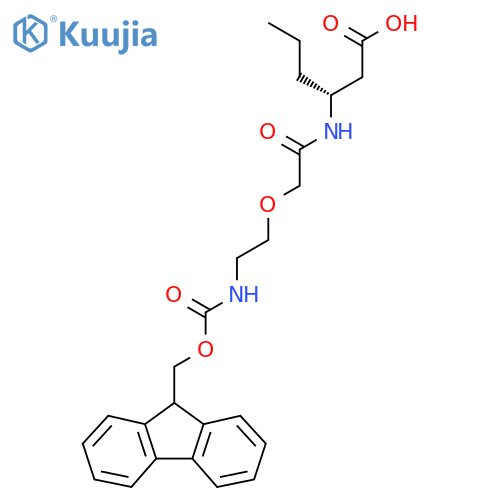 (3R)-3-{2-2-({(9H-fluoren-9-yl)methoxycarbonyl}amino)ethoxyacetamido}hexanoic acid structure