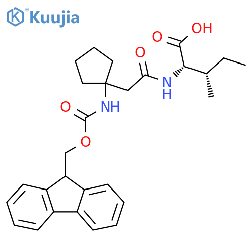 (2S,3S)-2-{2-1-({(9H-fluoren-9-yl)methoxycarbonyl}amino)cyclopentylacetamido}-3-methylpentanoic acid structure