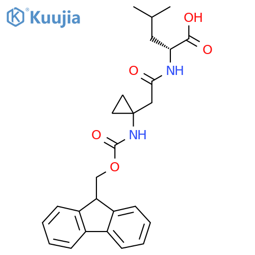 (2R)-2-{2-1-({(9H-fluoren-9-yl)methoxycarbonyl}amino)cyclopropylacetamido}-4-methylpentanoic acid structure