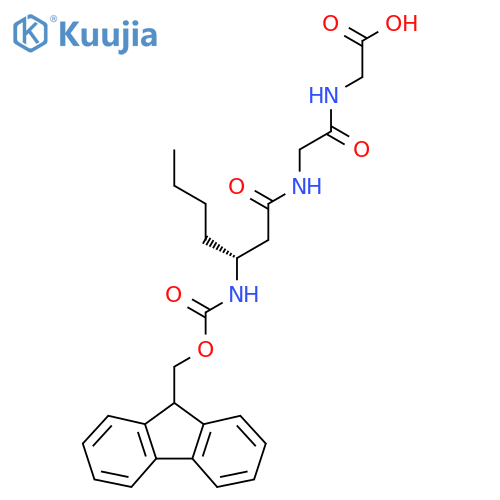 2-{2-(3R)-3-({(9H-fluoren-9-yl)methoxycarbonyl}amino)heptanamidoacetamido}acetic acid structure