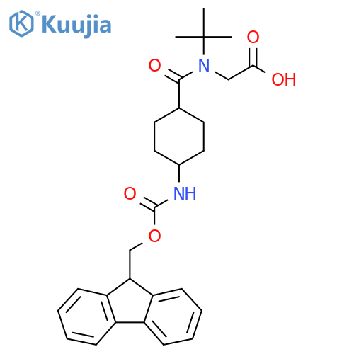 2-{N-tert-butyl-1-(1s,4s)-4-({(9H-fluoren-9-yl)methoxycarbonyl}amino)cyclohexylformamido}acetic acid structure