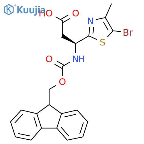 (3S)-3-(5-bromo-4-methyl-1,3-thiazol-2-yl)-3-({(9H-fluoren-9-yl)methoxycarbonyl}amino)propanoic acid structure