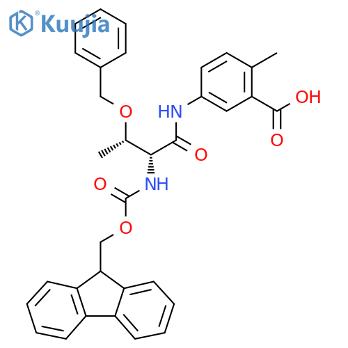 5-(2R,3S)-3-(benzyloxy)-2-({(9H-fluoren-9-yl)methoxycarbonyl}amino)butanamido-2-methylbenzoic acid structure