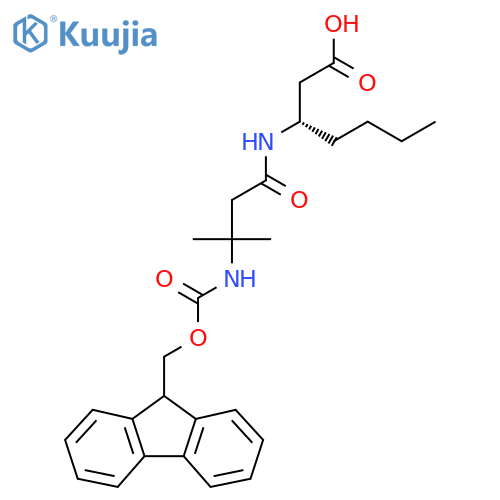(3S)-3-3-({(9H-fluoren-9-yl)methoxycarbonyl}amino)-3-methylbutanamidoheptanoic acid structure