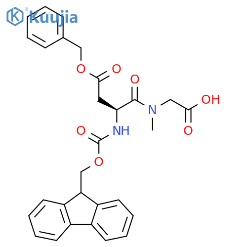 2-(2S)-3-(benzyl carboxy)-2-({(9H-fluoren-9-yl)methoxycarbonyl}amino)-N-methylpropanamidoacetic acid structure