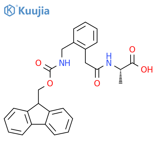 (2S)-2-(2-{2-({(9H-fluoren-9-yl)methoxycarbonyl}amino)methylphenyl}acetamido)propanoic acid structure