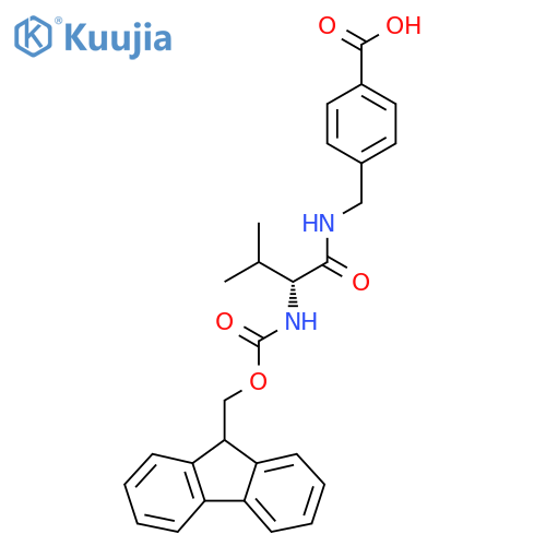 4-{(2R)-2-({(9H-fluoren-9-yl)methoxycarbonyl}amino)-3-methylbutanamidomethyl}benzoic acid structure