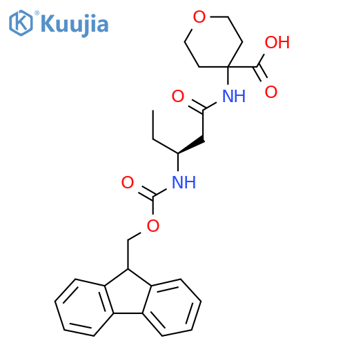 4-(3S)-3-({(9H-fluoren-9-yl)methoxycarbonyl}amino)pentanamidooxane-4-carboxylic acid structure