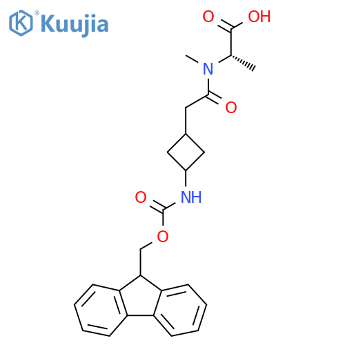 (2S)-2-{2-3-({(9H-fluoren-9-yl)methoxycarbonyl}amino)cyclobutyl-N-methylacetamido}propanoic acid structure