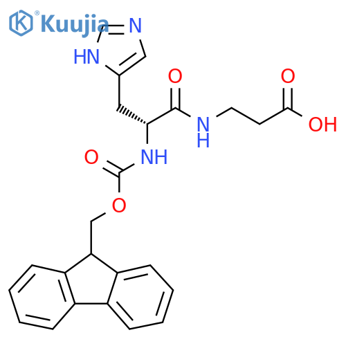 3-(2R)-2-({(9H-fluoren-9-yl)methoxycarbonyl}amino)-3-(1H-imidazol-4-yl)propanamidopropanoic acid structure