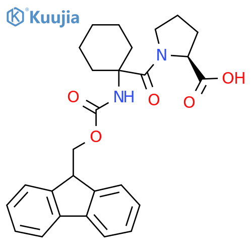 (2S)-1-1-({(9H-fluoren-9-yl)methoxycarbonyl}amino)cyclohexanecarbonylpyrrolidine-2-carboxylic acid structure