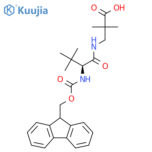 3-(2S)-2-({(9H-fluoren-9-yl)methoxycarbonyl}amino)-3,3-dimethylbutanamido-2,2-dimethylpropanoic acid structure