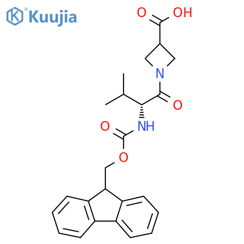 1-(2R)-2-({(9H-fluoren-9-yl)methoxycarbonyl}amino)-3-methylbutanoylazetidine-3-carboxylic acid structure