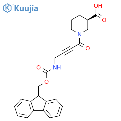 (3R)-1-4-({(9H-fluoren-9-yl)methoxycarbonyl}amino)but-2-ynoylpiperidine-3-carboxylic acid structure