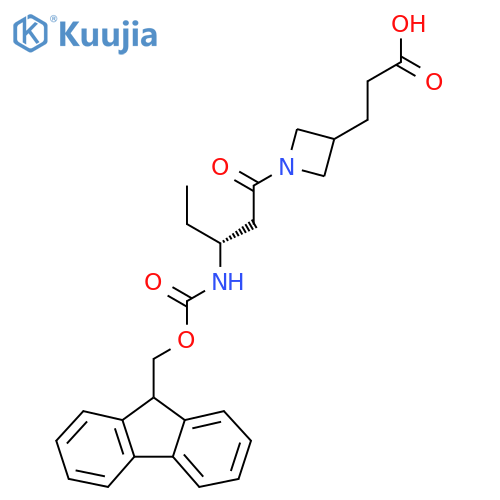 3-{1-(3R)-3-({(9H-fluoren-9-yl)methoxycarbonyl}amino)pentanoylazetidin-3-yl}propanoic acid structure