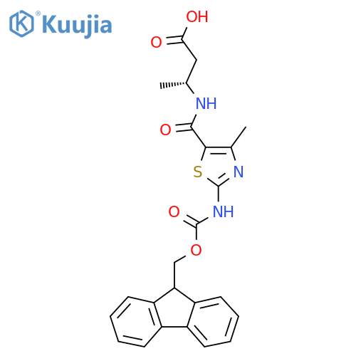 (3R)-3-{2-({(9H-fluoren-9-yl)methoxycarbonyl}amino)-4-methyl-1,3-thiazol-5-ylformamido}butanoic acid structure
