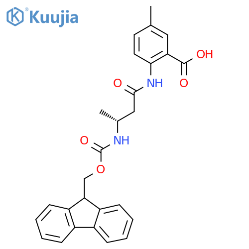 2-(3R)-3-({(9H-fluoren-9-yl)methoxycarbonyl}amino)butanamido-5-methylbenzoic acid structure