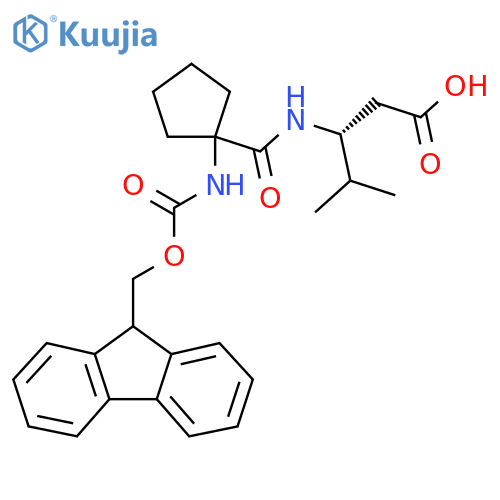 (3R)-3-{1-({(9H-fluoren-9-yl)methoxycarbonyl}amino)cyclopentylformamido}-4-methylpentanoic acid structure