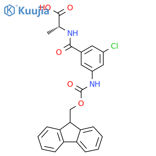 (2R)-2-{3-chloro-5-({(9H-fluoren-9-yl)methoxycarbonyl}amino)phenylformamido}propanoic acid structure