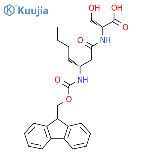 (2R)-2-(3R)-3-({(9H-fluoren-9-yl)methoxycarbonyl}amino)heptanamido-3-hydroxypropanoic acid structure