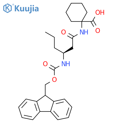 1-(3S)-3-({(9H-fluoren-9-yl)methoxycarbonyl}amino)hexanamidocyclohexane-1-carboxylic acid structure