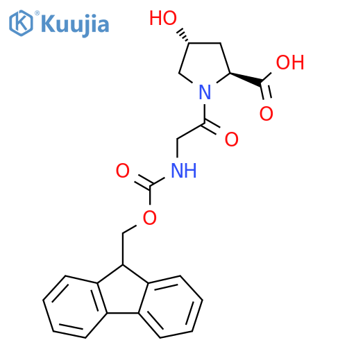 (2S,4R)-1-2-({(9H-fluoren-9-yl)methoxycarbonyl}amino)acetyl-4-hydroxypyrrolidine-2-carboxylic acid structure