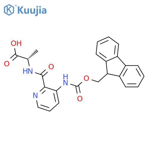 (2S)-2-{3-({(9H-fluoren-9-yl)methoxycarbonyl}amino)pyridin-2-ylformamido}propanoic acid structure