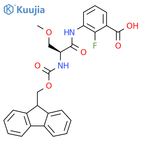 3-(2S)-2-({(9H-fluoren-9-yl)methoxycarbonyl}amino)-3-methoxypropanamido-2-fluorobenzoic acid structure