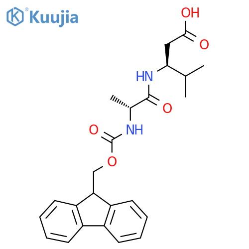 (3S)-3-(2R)-2-({(9H-fluoren-9-yl)methoxycarbonyl}amino)propanamido-4-methylpentanoic acid structure
