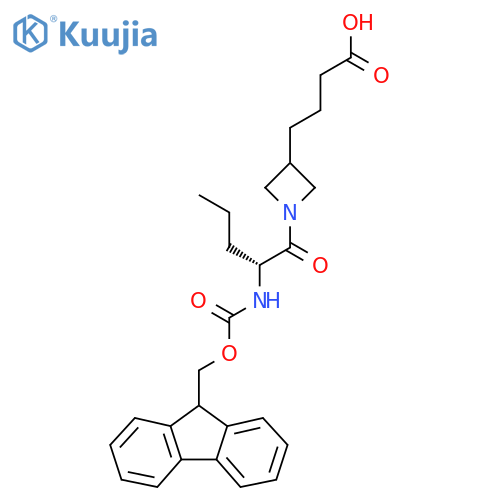 4-{1-(2R)-2-({(9H-fluoren-9-yl)methoxycarbonyl}amino)pentanoylazetidin-3-yl}butanoic acid structure