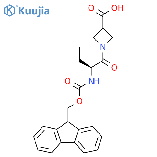 1-(2S)-2-({(9H-fluoren-9-yl)methoxycarbonyl}amino)butanoylazetidine-3-carboxylic acid structure
