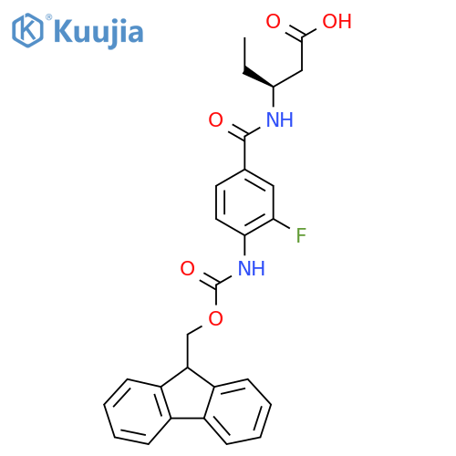 (3S)-3-{4-({(9H-fluoren-9-yl)methoxycarbonyl}amino)-3-fluorophenylformamido}pentanoic acid structure