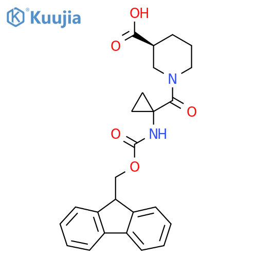 (3S)-1-1-({(9H-fluoren-9-yl)methoxycarbonyl}amino)cyclopropanecarbonylpiperidine-3-carboxylic acid structure