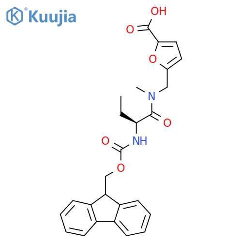5-{(2S)-2-({(9H-fluoren-9-yl)methoxycarbonyl}amino)-N-methylbutanamidomethyl}furan-2-carboxylic acid structure