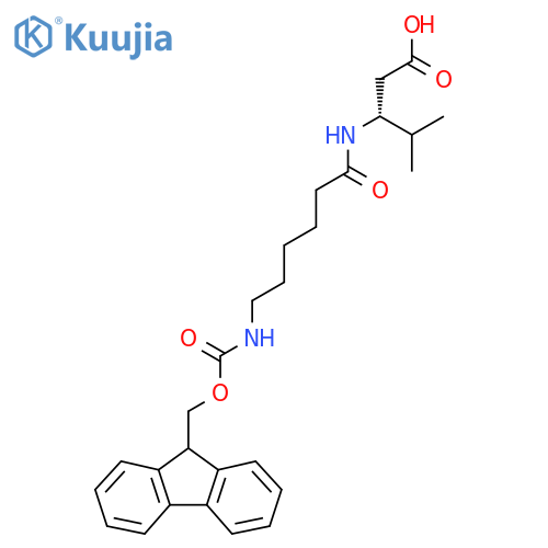 (3R)-3-6-({(9H-fluoren-9-yl)methoxycarbonyl}amino)hexanamido-4-methylpentanoic acid structure