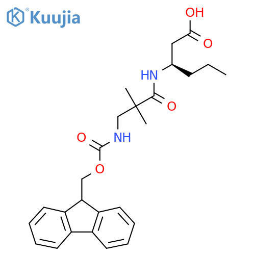 (3R)-3-3-({(9H-fluoren-9-yl)methoxycarbonyl}amino)-2,2-dimethylpropanamidohexanoic acid structure