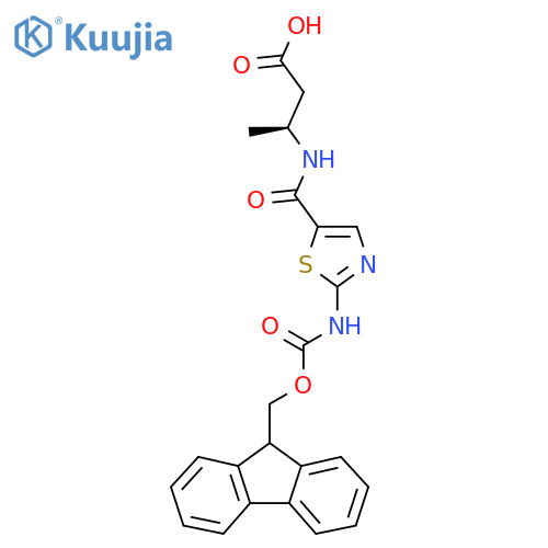 (3S)-3-{2-({(9H-fluoren-9-yl)methoxycarbonyl}amino)-1,3-thiazol-5-ylformamido}butanoic acid structure