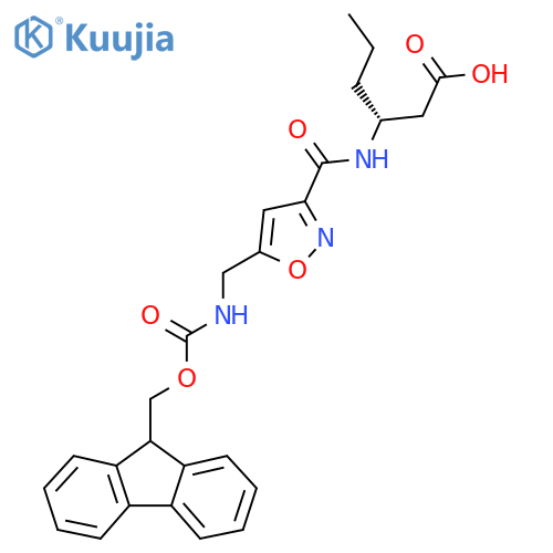 (3R)-3-({5-({(9H-fluoren-9-yl)methoxycarbonyl}amino)methyl-1,2-oxazol-3-yl}formamido)hexanoic acid structure