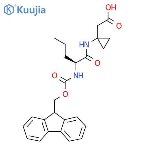 2-{1-(2S)-2-({(9H-fluoren-9-yl)methoxycarbonyl}amino)pentanamidocyclopropyl}acetic acid structure