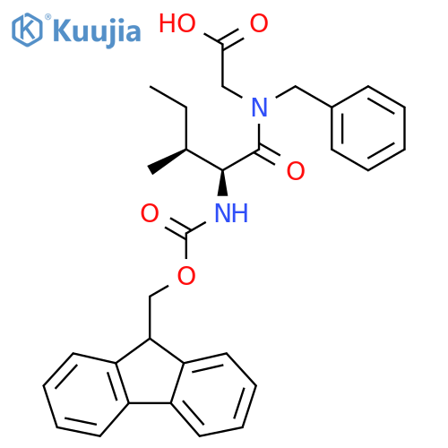 2-[(2S,3S)-N-benzyl-2-({[(9H-fluoren-9-yl)methoxy]carbonyl}amino)-3-methylpentanamido]acetic acid structure