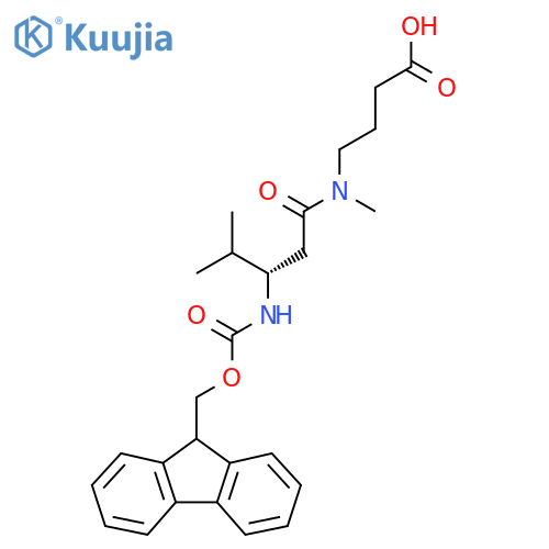 4-(3S)-3-({(9H-fluoren-9-yl)methoxycarbonyl}amino)-N,4-dimethylpentanamidobutanoic acid structure