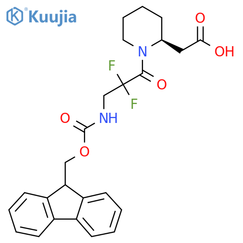 2-(2S)-1-3-({(9H-fluoren-9-yl)methoxycarbonyl}amino)-2,2-difluoropropanoylpiperidin-2-ylacetic acid structure