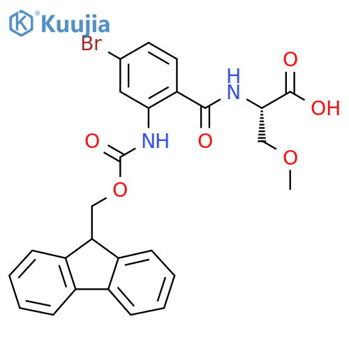 (2S)-2-{4-bromo-2-({(9H-fluoren-9-yl)methoxycarbonyl}amino)phenylformamido}-3-methoxypropanoic acid structure