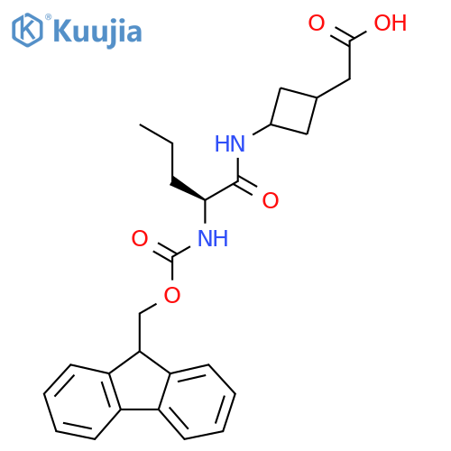 2-{3-(2S)-2-({(9H-fluoren-9-yl)methoxycarbonyl}amino)pentanamidocyclobutyl}acetic acid structure