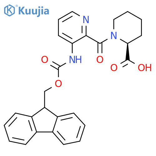 (2S)-1-3-({(9H-fluoren-9-yl)methoxycarbonyl}amino)pyridine-2-carbonylpiperidine-2-carboxylic acid structure