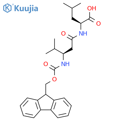 (2S)-2-(3R)-3-({(9H-fluoren-9-yl)methoxycarbonyl}amino)-4-methylpentanamido-4-methylpentanoic acid structure