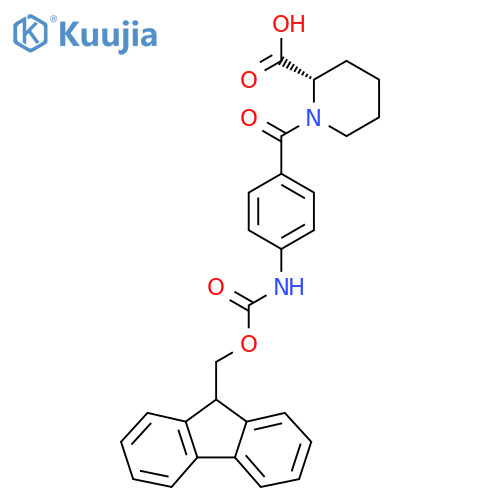 (2S)-1-4-({(9H-fluoren-9-yl)methoxycarbonyl}amino)benzoylpiperidine-2-carboxylic acid structure